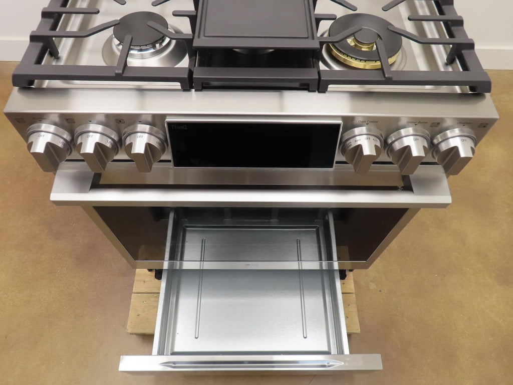 LG 30" LSDS6338F Smart 5 Sealed Burners Slide-in Stainless Dual Fuel Range