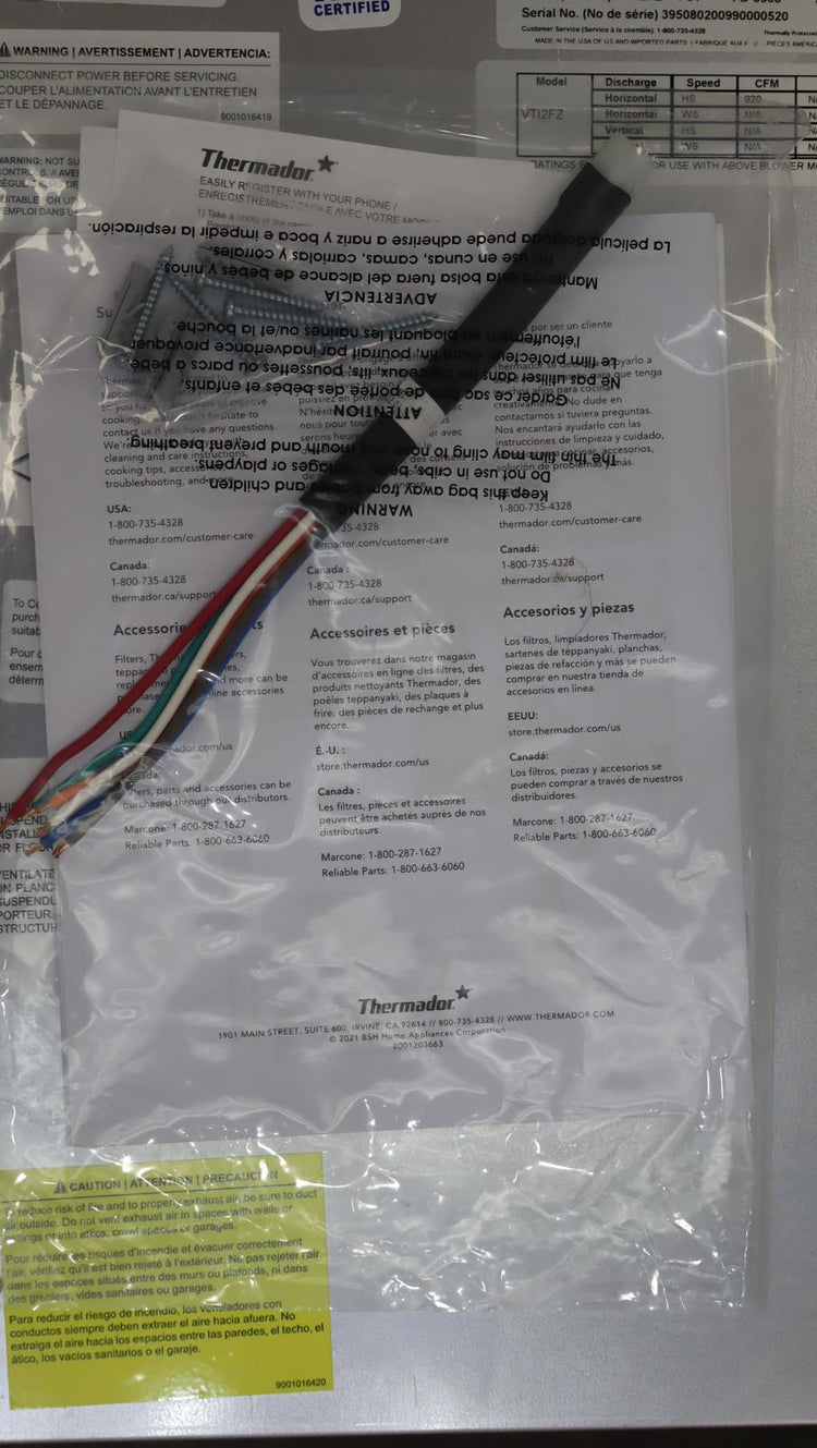 Thermador 1000 CFM Inline Blower VTI2FZ