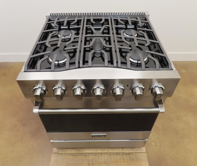 Viking 3 Series RVDR33025BSSLP 30" 5 Sealed Burners Freestanding Dual Fuel Range - Alabama Appliance