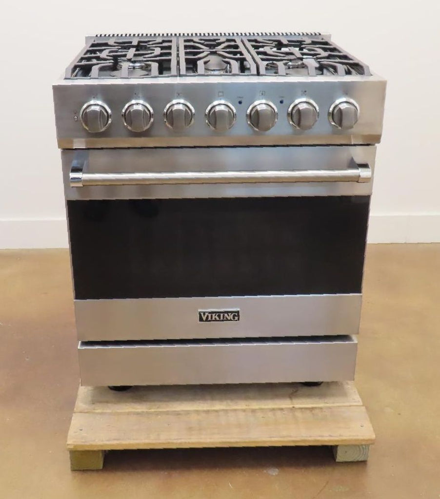 Viking 3 Series RVDR33025BSSLP 30" 5 Sealed Burners Freestanding Dual Fuel Range - Alabama Appliance