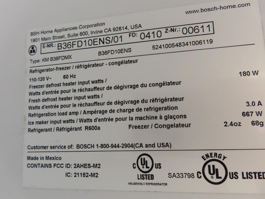 Bosch 100 Series B36FD10ENS 36" Freestanding French Door Smart Refrigerator Imgs - Alabama Appliance