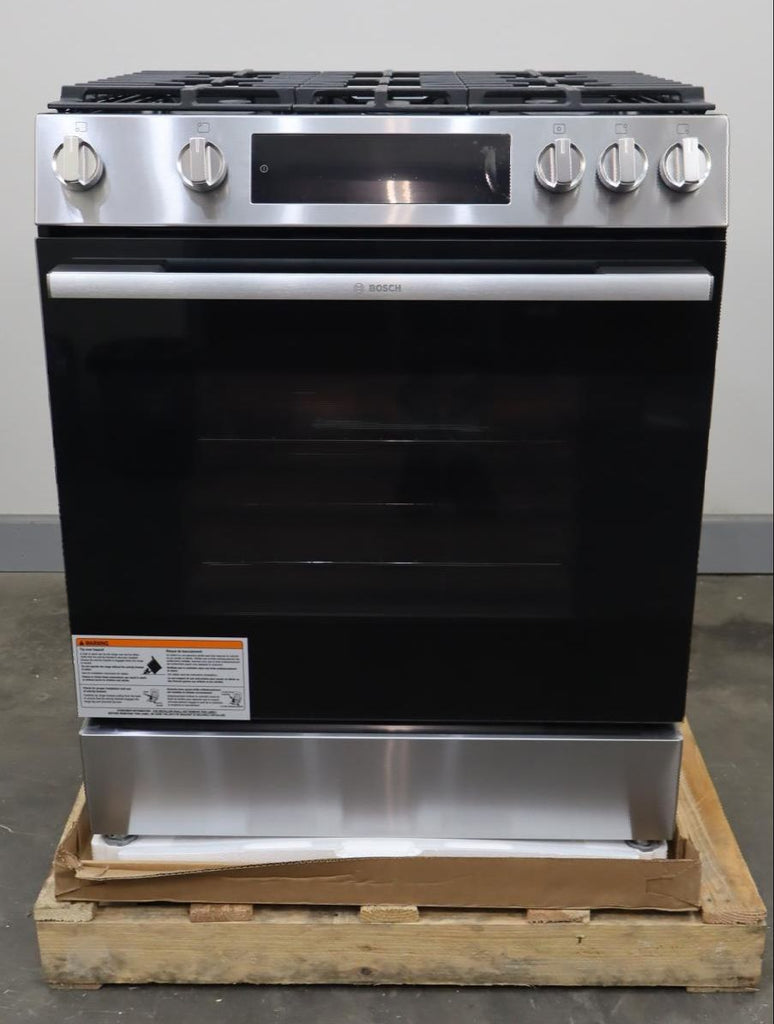Bosch 100 Series 30" Slide-In Gas Range 5 Sealed Burners 5.8 ft. Cap. HGF1050MUC (PRICE) - Alabama Appliance
