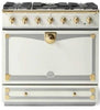 NIB La Cornue CornuFe 90 C9WF 36" Dual Fuel Pure White With Brass Accents Range