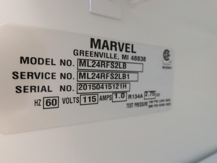 Marvel ML24RFS2LB 24" Built-in Compact Black Refrigerator/Freezer Left Hinge