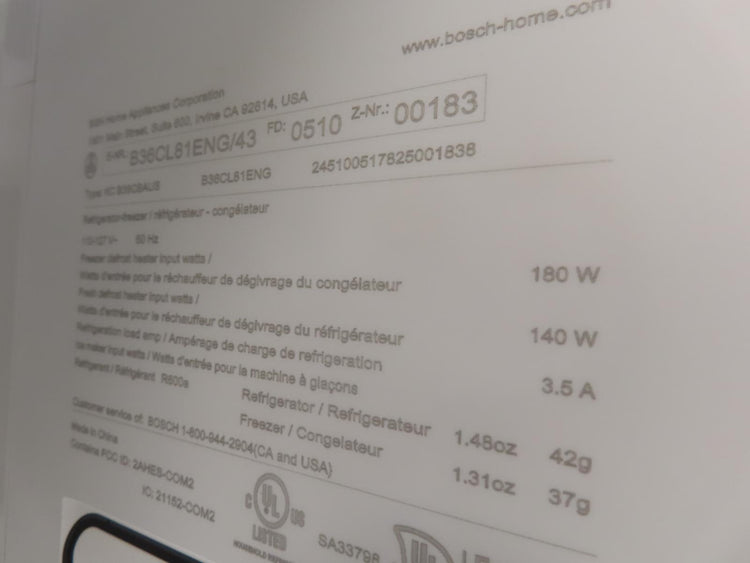Bosch 800 Series B36CL81ENG 36" Freestanding French Door Smart Refrigerator Pics