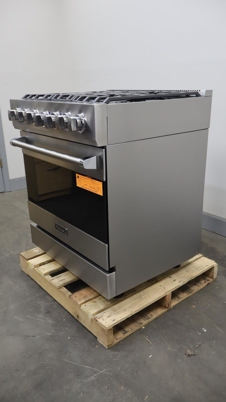 Viking 3 Series 30" 5 Sealed Burners Freestanding Dual Fuel Range RVDR33025BSSLP
