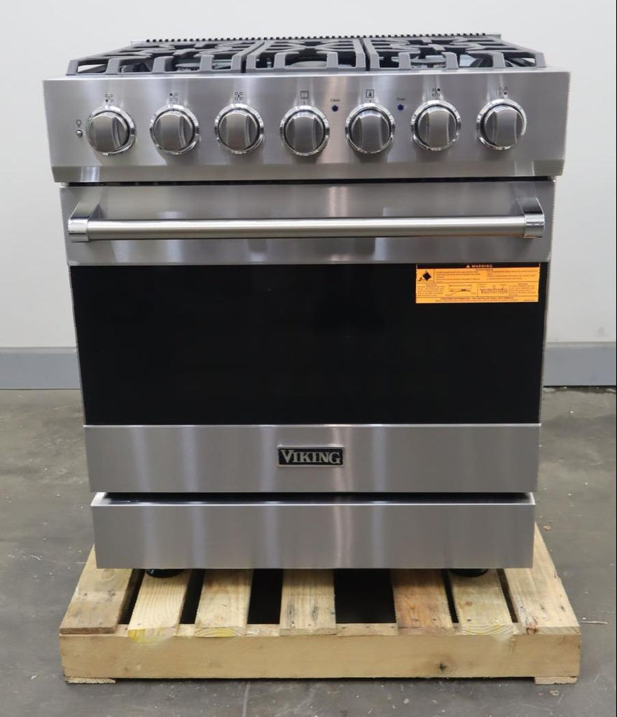 Viking 3 Series 30" 5 Sealed Burners Freestanding Dual Fuel Range RVDR33025BSSLP