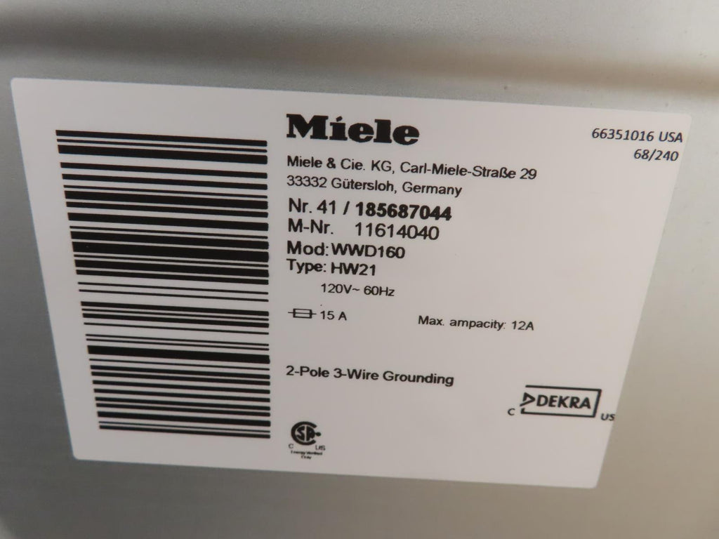Miele 24" White Front Load Washer and Dryer Set WWD160 / TXD160WP