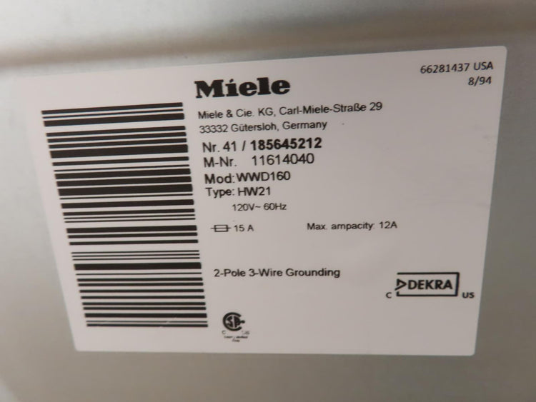 Miele 24" White Front Load Washer and Dryer Set WWD160 / TXD160WP