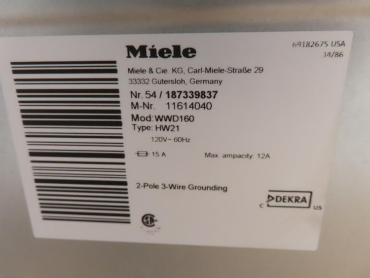 Miele 24" White Front Load Washer and Dryer Set WWD160 / TXD160WP