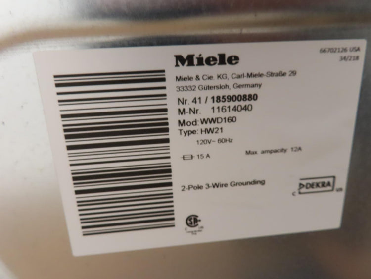 Miele 24" White Front Load Washer & Dryer Set WWD160 / TXD160WP 2 Year Warranty