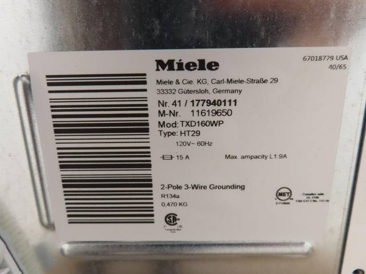 Miele 24" White Front Load Washer and Dryer Set WWD160 / TXD160WP