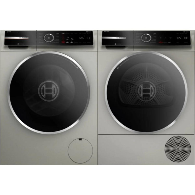 Bosch 800 Series WGB246AXUC / WQB245AXUC Front 24" Grey Load Washer Dryer Set