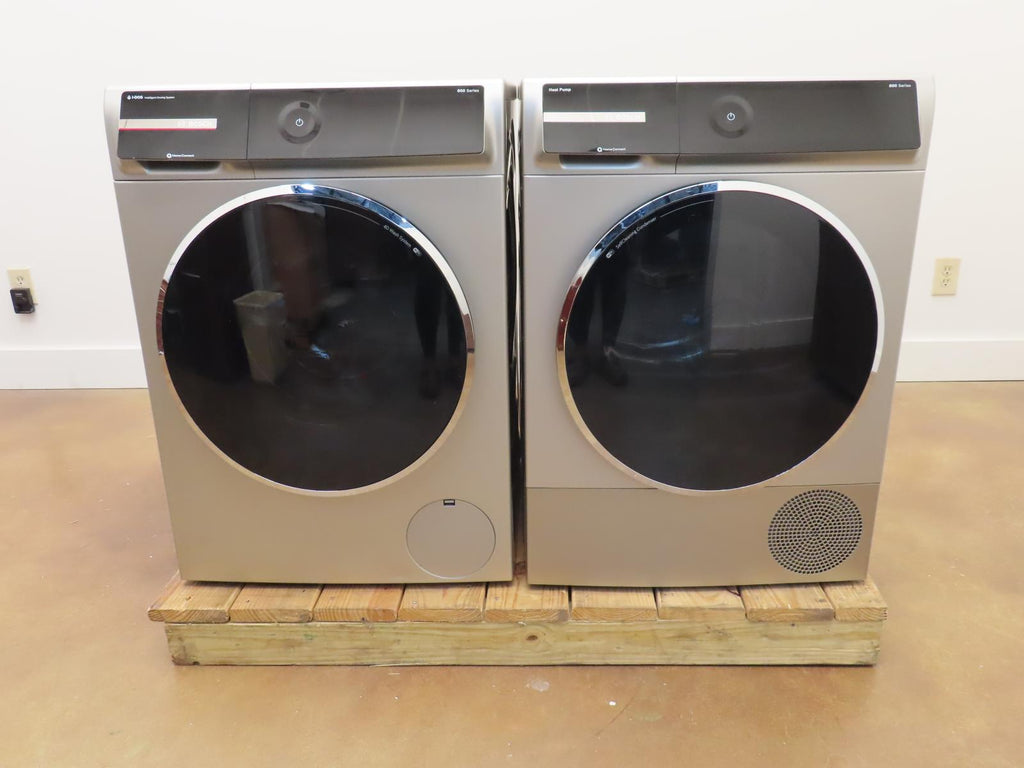 Bosch 800 Series WGB246AXUC / WQB245AXUC Front 24" Grey Load Washer Dryer Set