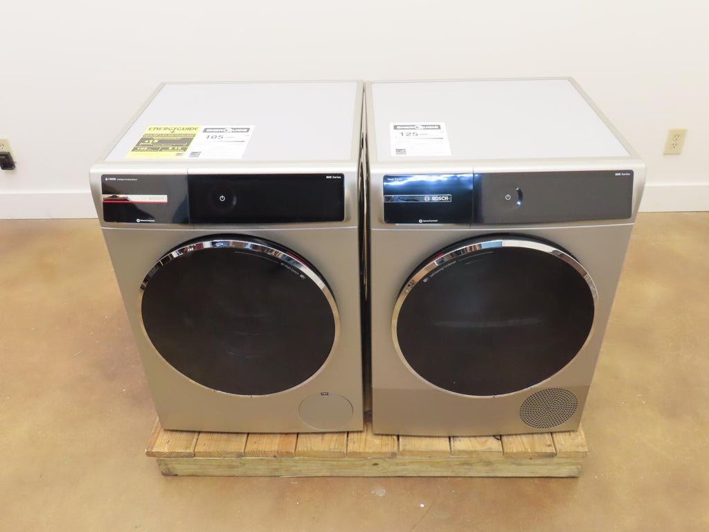 Bosch 800 Series WGB246AXUC / WQB245AXUC Front 24" Grey Load Washer Dryer Set