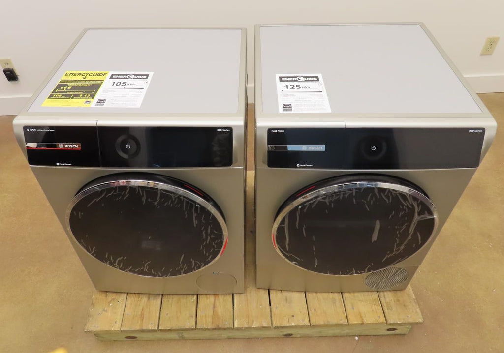 Bosch 800 Series WGB246AXUC / WQB245AXUC Front 24" Grey Load Washer & Dryer Set