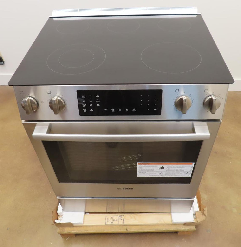 Bosch 800 Series HEI8056U 30" Warming Zone Slide-In Electric Range Images