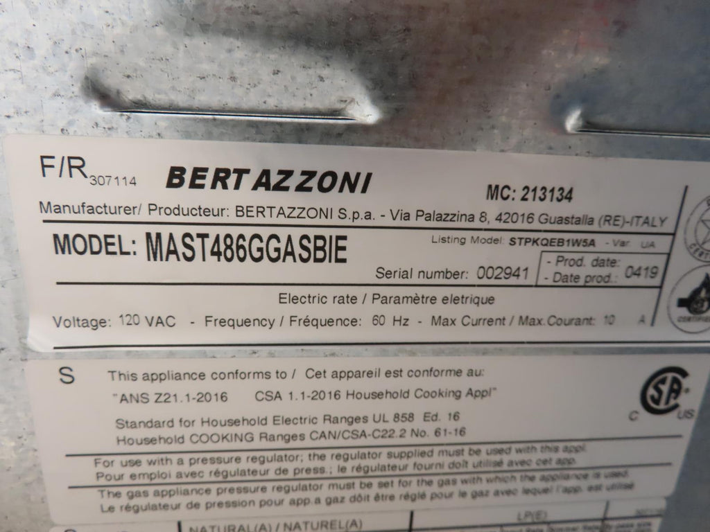 Bertazzoni Master Series MAST486GGASBIE 48" White Freestanding Gas Range