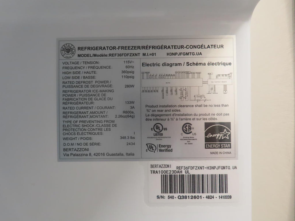 Bertazzoni Professional Series REF36FDFZXNT 36" 4-Door French Door Refrigerator