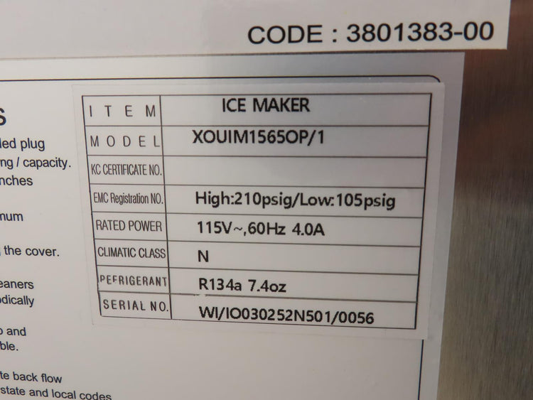 XO XOUIM1565OP 15" Panel Ready Built-In Gourmet Ice Maker Crystal Clear Cubes