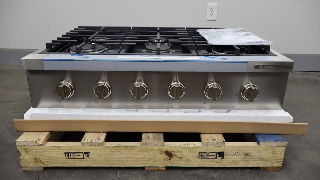 Bosch 36" 800 Series 6 Sealed Burners Gas Slide-In Stainless Rangetop RGM8658UC