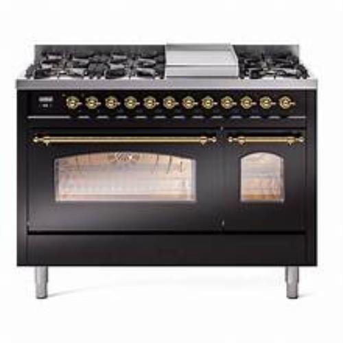 Ilve Nostalgie II Collection UP48FNMPBKG 48 Inch Freestanding Dual Fuel Range