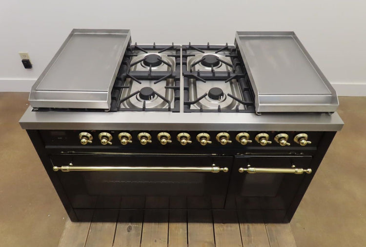 Ilve Nostalgie II Collection UP48FNMPBKG 48 Inch Freestanding Dual Fuel Range