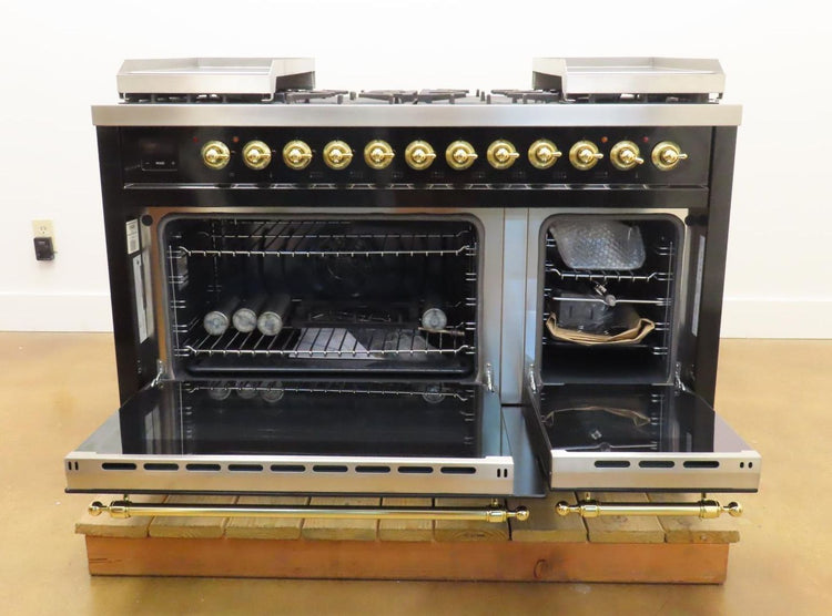 Ilve Nostalgie II Collection UP48FNMPBKG 48 Inch Freestanding Dual Fuel Range
