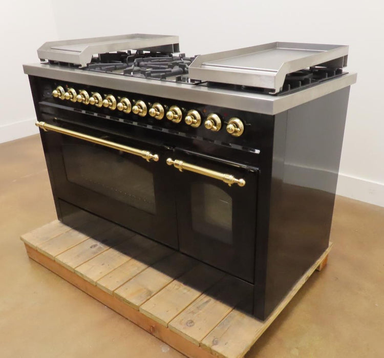 Ilve Nostalgie II Collection UP48FNMPBKG 48 Inch Freestanding Dual Fuel Range