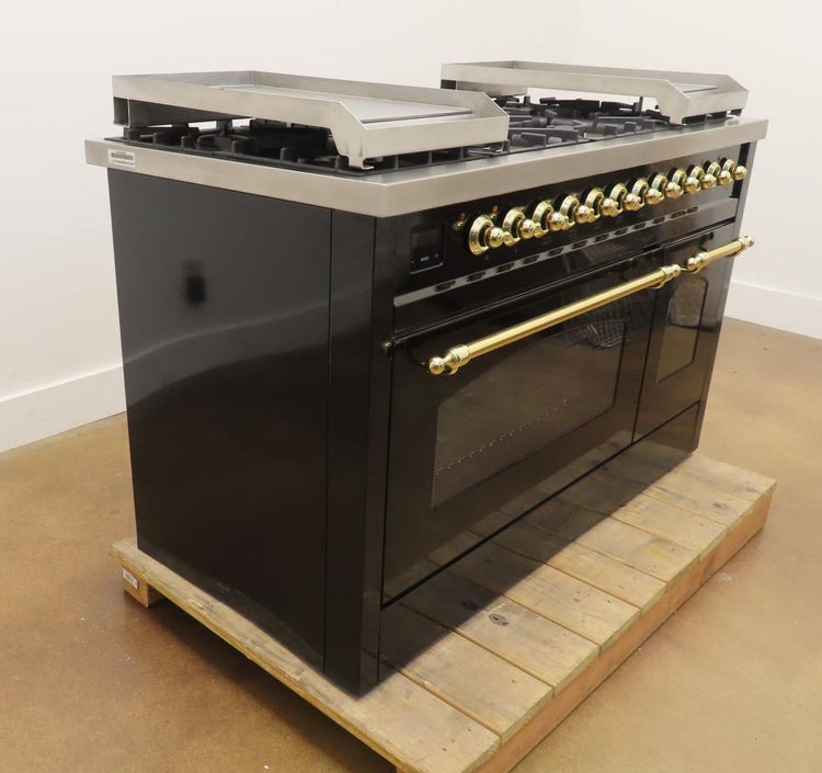Ilve Nostalgie II Collection UP48FNMPBKG 48 Inch Freestanding Dual Fuel Range