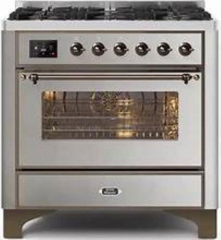 Ilve Majestic II Collection UM096DNS3SSB 36 Inch Freestanding Dual Fuel Range