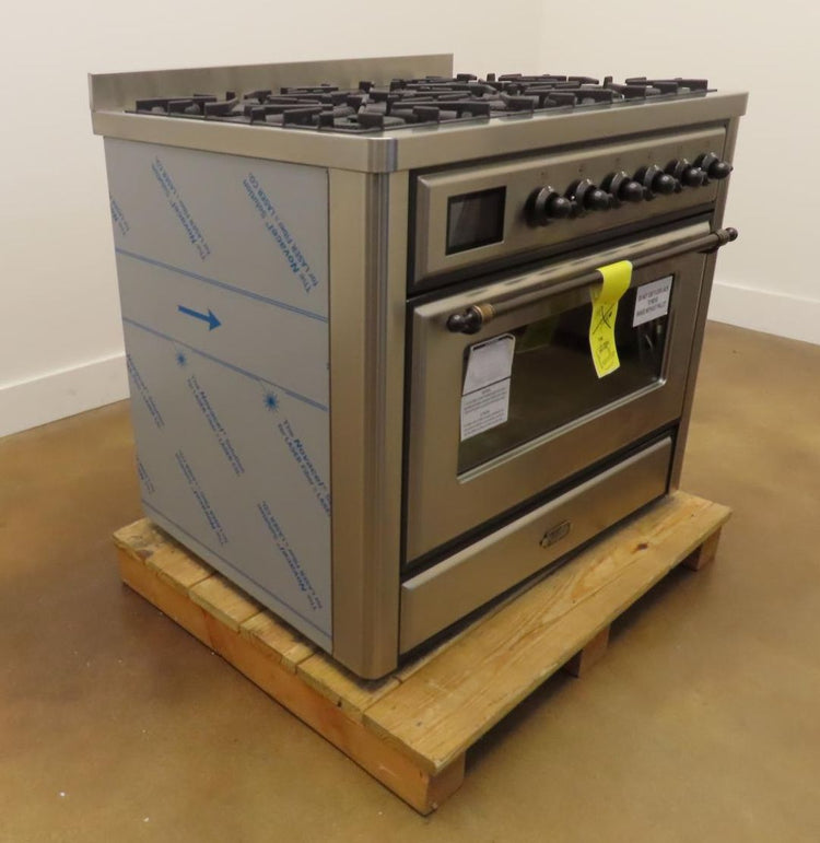 Ilve Majestic II Collection UM096DNS3SSB 36 Inch Freestanding Dual Fuel Range