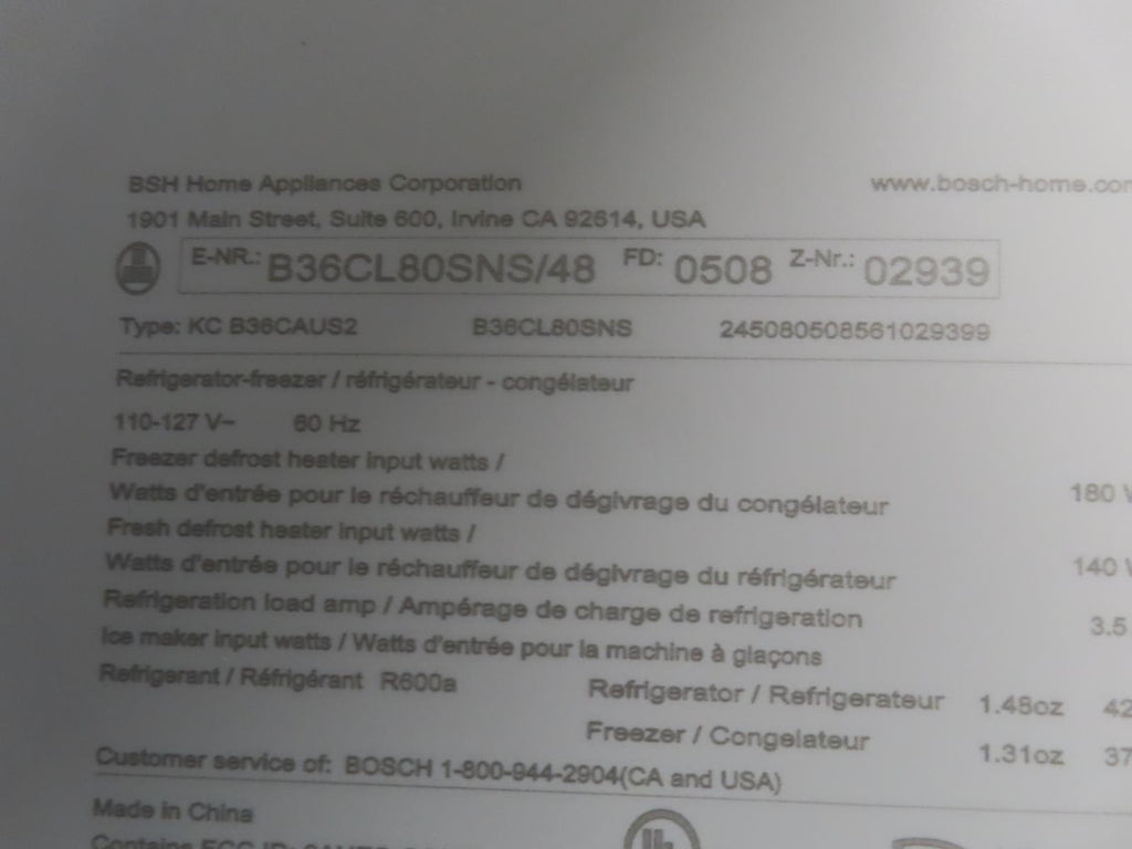 Bosch 800 Series B36CL80SNS 36" French Door Counter Depth Smart Refrigerator Pic