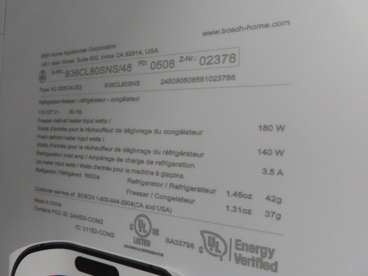 Bosch 800 Series B36CL80SNS 36" French Door Counter Depth Smart Refrigerator IMG