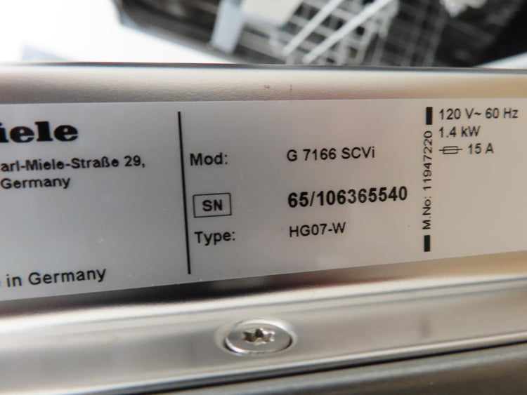 Miele G7166SCVI 24" Fully Integrated Built-In Smart Panel Ready Dishwasher Pics