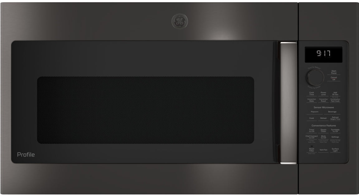 GE Profile 1.7 Cu. Ft. Black Stainless Steel Over The Range Microwave
