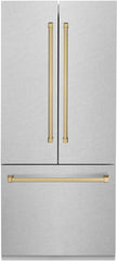 ZLINE Autograph Edition 36 In. 19.6 Cu. Ft. DuraSnow® Stainless Steel Built In French Door Refrigerator