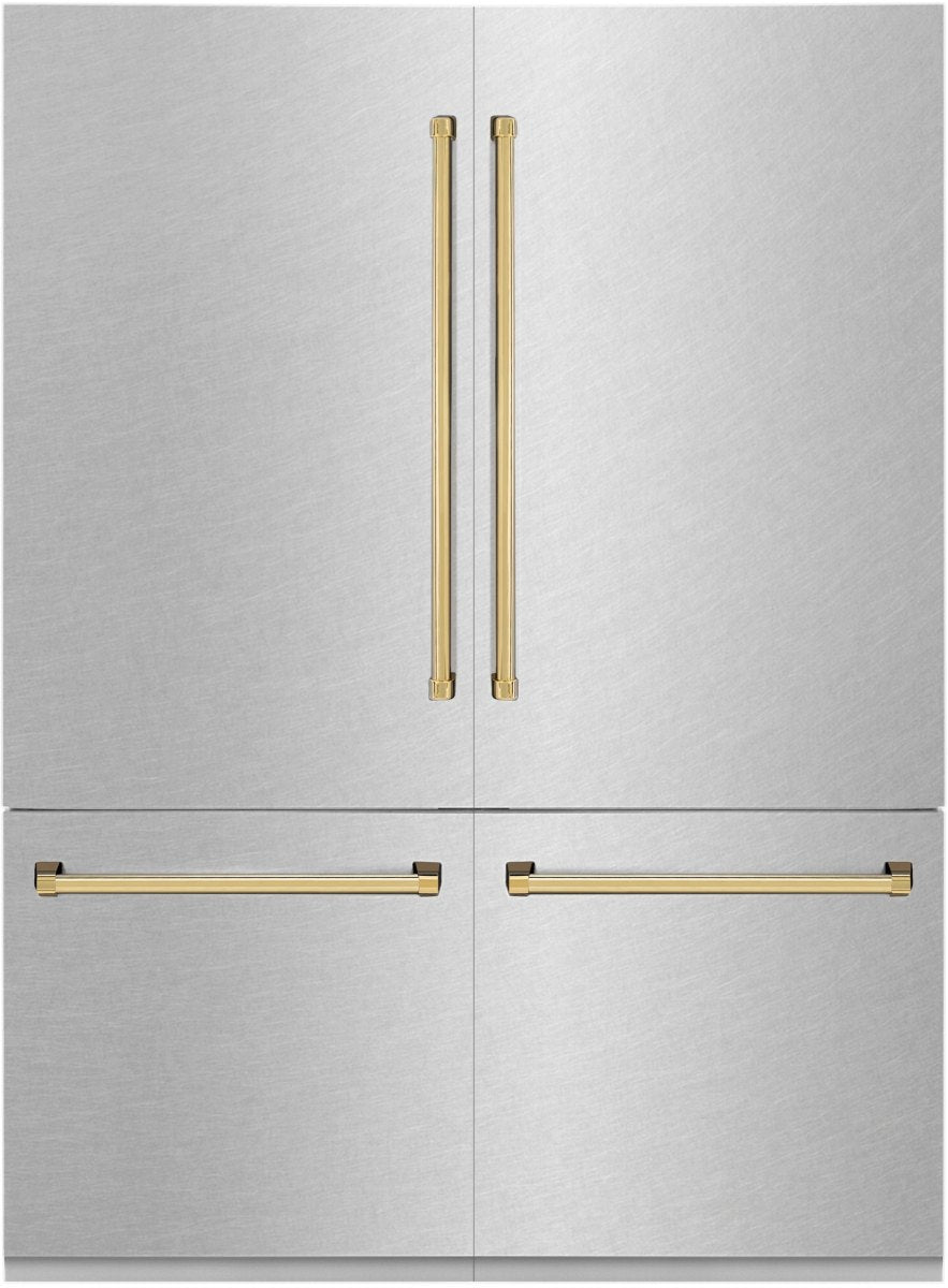 ZLINE Autograph Edition 60 In. 32.2 Cu. Ft. DuraSnow® Stainless Steel Built In French Door Refrigerator