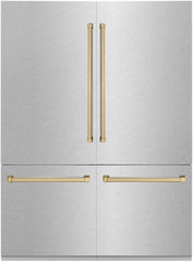 ZLINE Autograph Edition 60In. 32.2 Cu. Ft. DuraSnow® Stainless Steel Built In French Door Refrigerator