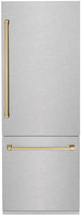ZLINE Autograph Edition 30 in. 16.1 Cu. Ft. DuraSnow® Stainless Steel Built In Bottom Freezer Refrigerator
