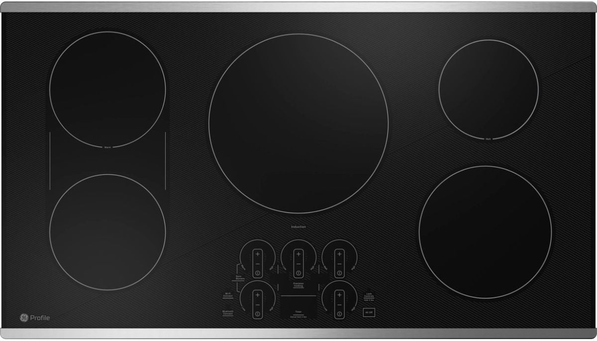 GE Profile 36" Stainless Steel on Black Induction Cooktop