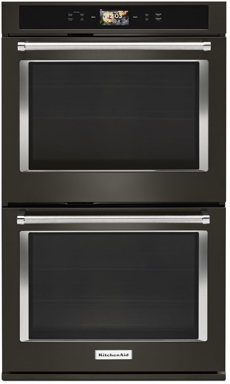 KitchenAid® 30" Black Stainless Steel with PrintShield Finish Smart Electric Built In Double Oven