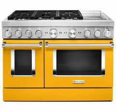 KitchenAid® 48" Yellow Pepper Commercial-Style Free Standing Dual Fuel Range with Griddle