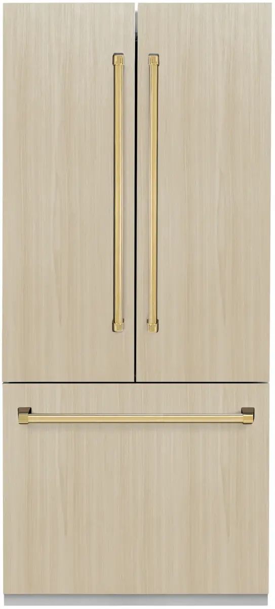 ZLINE Autograph Edition 36 in. 19.6 Cu. Ft. Panel Ready Built In Counter Depth French Door Refrigerator
