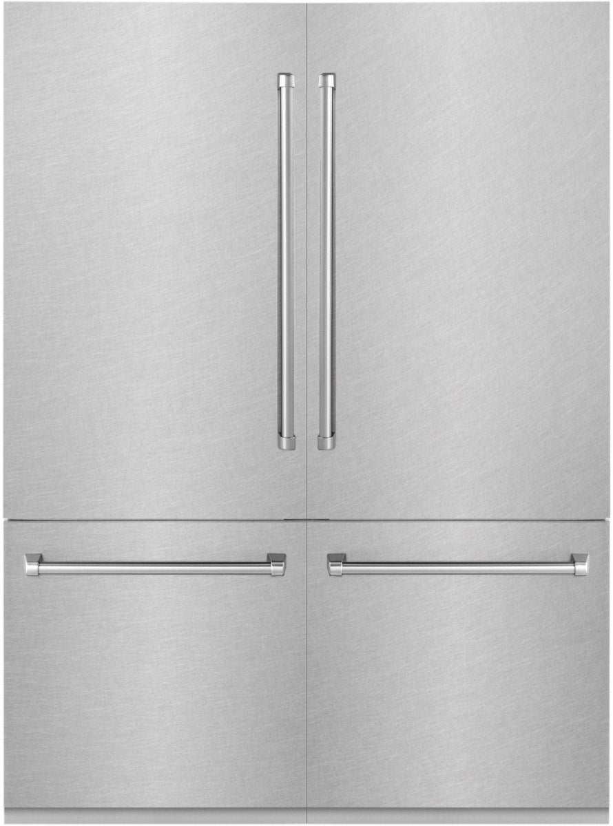 ZLINE 60 In. 32.2 Cu. Ft. DuraSnow® Stainless Steel Built In French Door Refrigerator