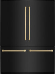 ZLINE Autograph Edition 60 In. 32.2 Cu. Ft. Black Stainless Steel Built In French Door Refrigerator
