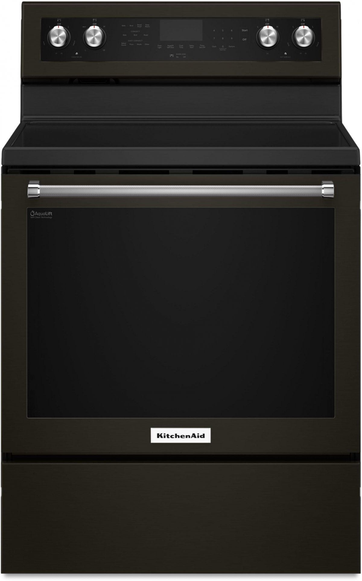 KitchenAid® 30" Black Stainless Steel with PrintShield Finish Free Standing Electric Convection Range