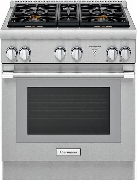 Thermador 30" 4 Star Burners Dual Fuel Pro Harmony Professional Range PRD304WHU