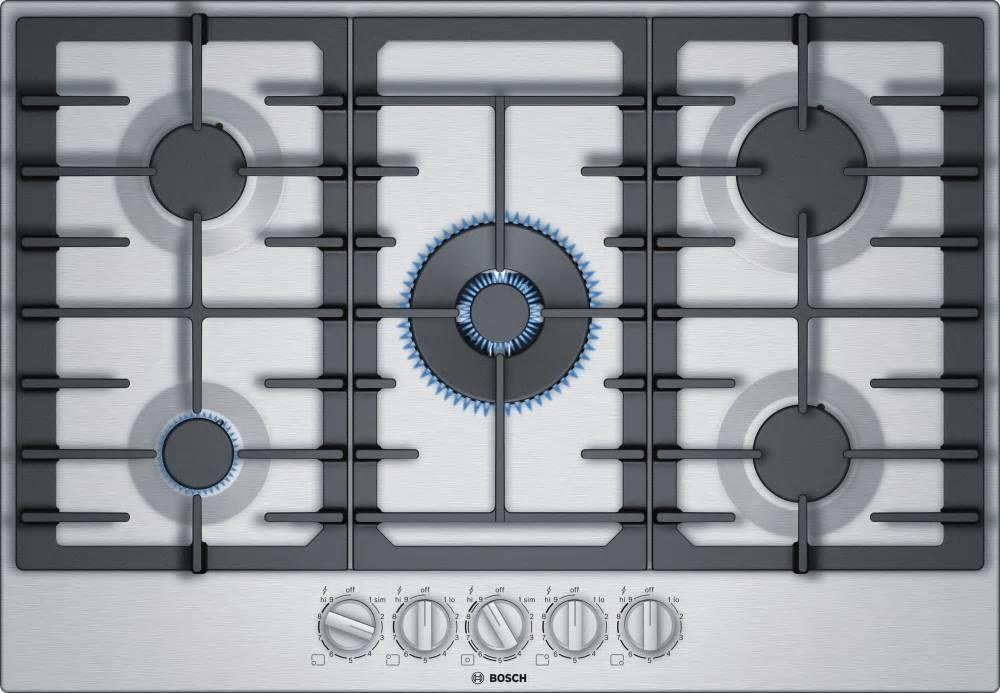 Bosch 800 Series 30" SS FlameSelect Low Profile 5-Burner Gas Cooktop NGM8057UC