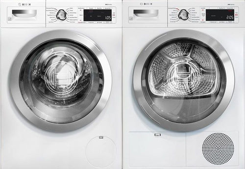 Bosch White 800 Series Front Load Washer+Dryer Set WAW285H2UC / WTG865H4UC